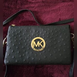 Michael Kors Ostrich Embossed Leather Crossbody. EUC